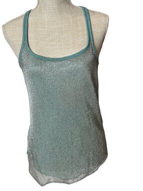 Armani Exchange Womens Sheer Racerback Tank Top In Teal Size S